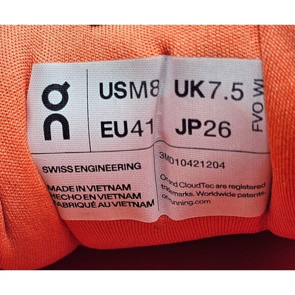 On Cloud Men's Orange Cloudsurfer Lightweight Running Shoes Mesh Upper Sz 8 2903 - Picture 8 of 16